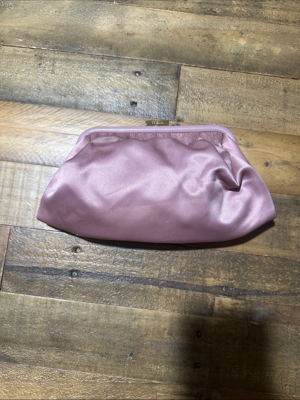 Furla ( Made in Italy) Sating Frame  clutch with leather trim and gold clasp